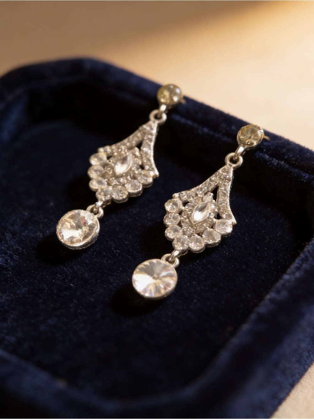 Elegant Art Deco Openwork Crystal Chandelier Earrings – Sparkling Statement